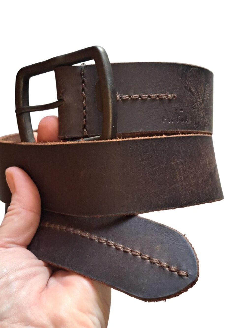 American Eagle Outfitters Mens Brown Leather Belt  Metal Buckle Size 32 Retro